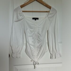 Stich feather white ruched blouse size S
